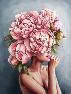 Diamantové malování - Žena s květinou