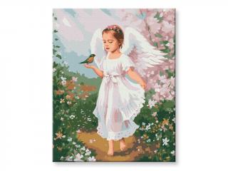 Malování podle čísel - Anděl s ptáčkem
