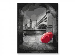 Malování podle čísel - Červený deštník v Londýně