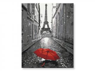 Malování podle čísel - Červený deštník v Paříži