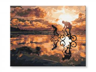 Malování podle čísel - Cyklisté při západu slunce