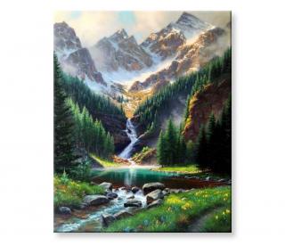Malování podle čísel - Horská tůň s vodopádem