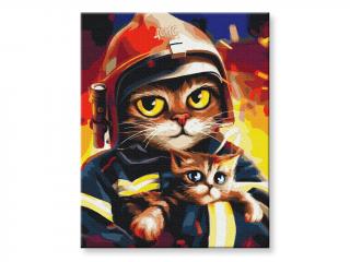 Malování podle čísel - Kočka hasič