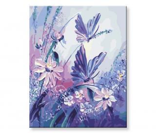 Malování podle čísel - Motýlci v květinách