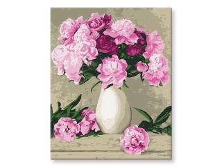 Malování podle čísel - Růžová kytice pivoněk