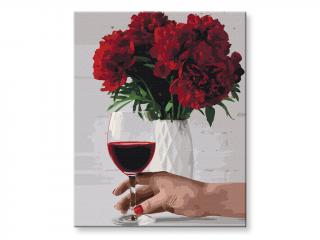 Malování podle čísel - Víno s květinou