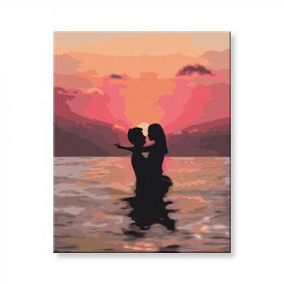Malování podle čísel - Zamilovaný pár při západu slunce
