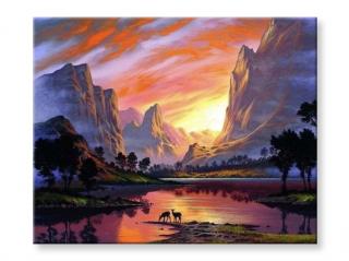 Malování podle čísel - Západ slunce v horách