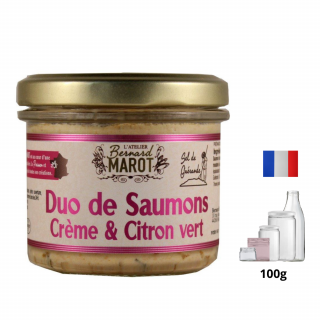 Lososový duet s krémem fraiche, limetky a sůl z Guérande 90g