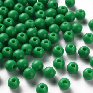 Akrylové korálky - tmavě zelené - ∅ 6 mm - 10 ks