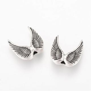 Andělská křídla - starostříbrná - 15 x 15 x 5 mm - 1 ks