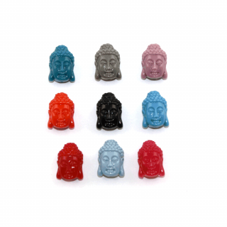 Buddha ze syntetického korálu - 15 x 10 x 7 mm - 1 ks Barva: Rumělková