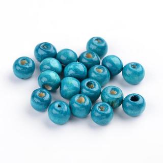 Dřevěné korálky - modré - ∅ 8 mm - 10 ks