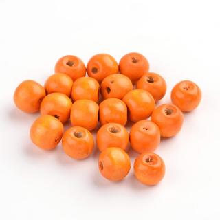Dřevěné korálky - pomerančové - ∅ 8 mm - 10 ks