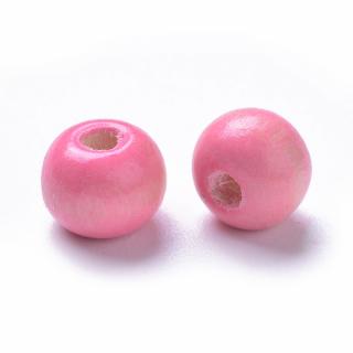Dřevěné korálky - růžové - ∅ 8 mm - 10 ks