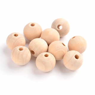 Dřevěné surové korálky - ∅ 16 mm - 10 ks