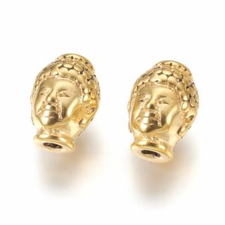 Korálek z nerezové oceli - zlatý - Buddha - 10 x 13 x 9 mm  - 1 ks