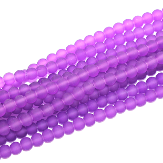 Matné korálky - fialové - ∅ 6 mm - 10 ks