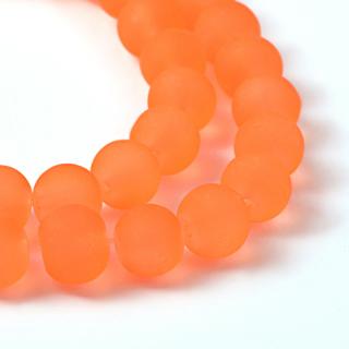 Matné korálky - neonově oranžové - světlé - ∅ 8 mm - 10 ks