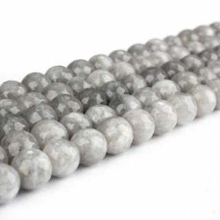 Přírodní bílý nefrit - broušený - šedý - ∅ 6 mm - 1 ks