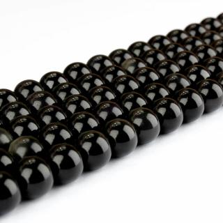 Přírodní černý obsidián - ∅ 6 mm - 1 ks