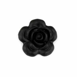 Silikonový korálek - černý - růže - 40 x 40 x 15 mm - 1 ks