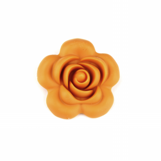 Silikonový korálek - hořčicově žlutý - růže - 40 x 40 x 15 mm - 1 ks