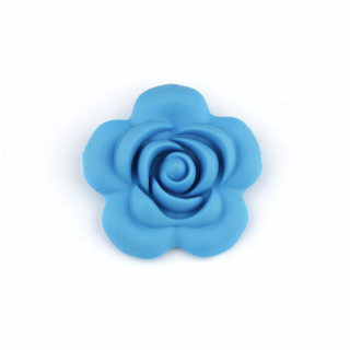Silikonový korálek - modrý - růže - 40 x 40 x 15 mm - 1 ks