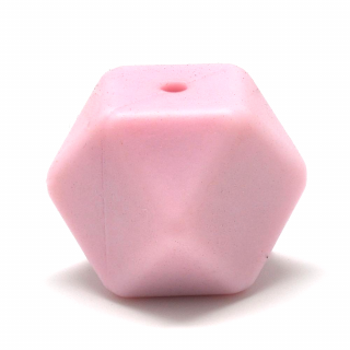 Silikonový korálek - světle růžový - hexagon - 14 x 14 x 14 mm - 1 ks