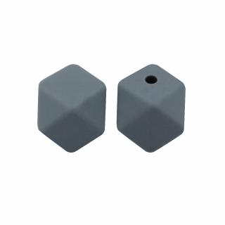 Silikonový korálek - tmavě šedý - hexagon - 14 x 14 x 14 mm - 1 ks