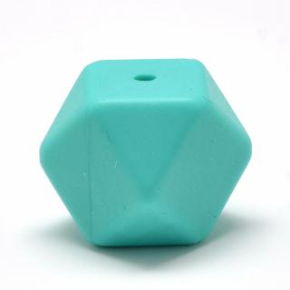 Silikonový korálek - tmavě tyrkysový - hexagon - 14 x 14 x 14 mm - 1 ks