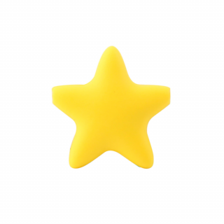 Silikonový korálek - žlutý - hvězda - 37 x 37 x 10,5 mm - 1 ks