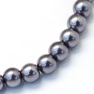 Voskované perly - kovově šedé - Ø 8 mm - 10 ks