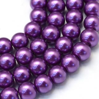 Voskované perly - středně fialové - Ø 8 mm - 10 ks