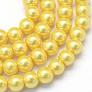 Voskované perly - světle zlaté - Ø 8 mm - 10 ks
