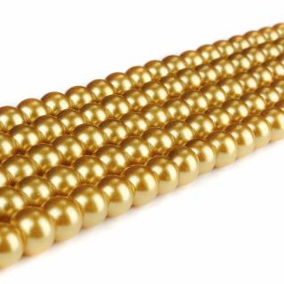 Voskované perly - zlaté - Ø 8 mm - 10 ks