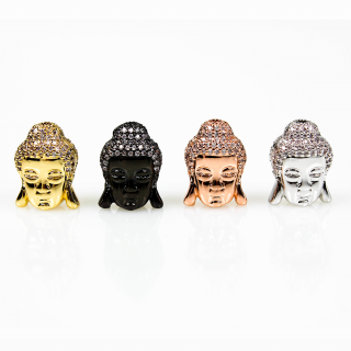 Zlacený Buddha 24K s kubickými zirkony - různá provedení - 15 x 11 x 8 mm - 1 ks Barva: Černá