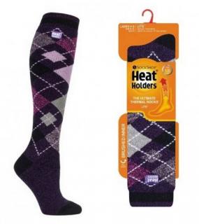Termopodkolenky Heat Holders Barva: Káro/tmavě fialová, Velikost: 37-42