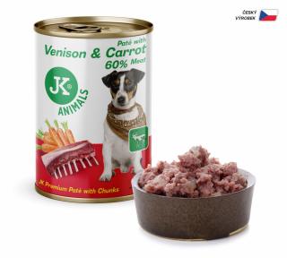 Venison & Carrot, Premium Paté with Chunks, prémiová masová konzerva pro psy 400 g