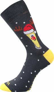 Ponožky Pivoxx vánoční- pivní sklenice šedá Barva: tmavě šedá, Velikost: 29-31 (43-46)