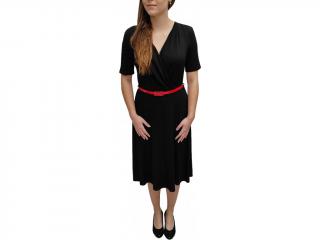Šaty Elain černé s červeným páskem Velikosti Elain: L