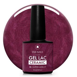 Gel lak Ceramic 32 Glitter Merlot - gelový lak bez HEMA,  10 ml