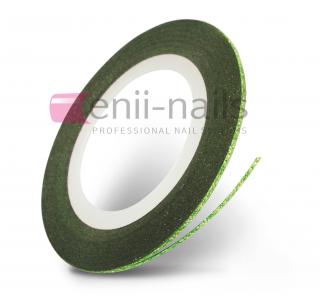 Nail art glitrová páska - zelená, 1 mm
