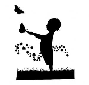 Dítě s motýlem - plastová šablona 195 (29x29cm) Rozměr: G 29x29cm