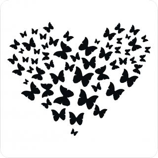 Srdce z motýlků - plastová šablona 484 (29x29cm) Rozměr: E 29x29cm