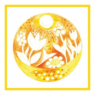 Mandala Přátelé - obrázek malý formát - žlutý rámeček