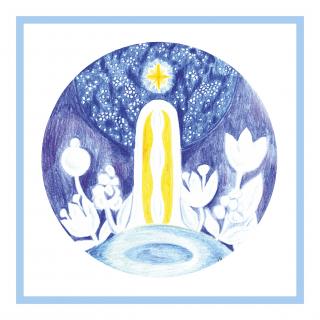 Mandala Vědění - obrázek malý formát - světle modrý rámeček