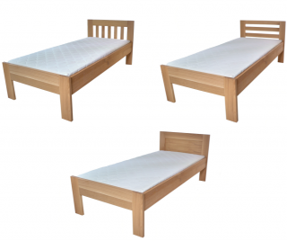 Dubová postel (90, 120, 140 x 200) - různé varianty čel Kombinace: Postel + rošt + 2 úložné prostory + matrace Antibacterial