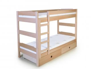 Patrová postel z bukového masivu 90x200 Kombinace: Postel + 2 rošty + 2 matrace Antibacterial