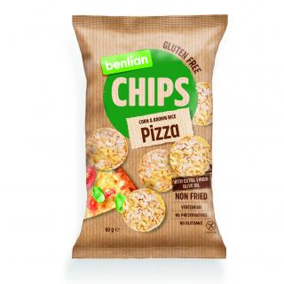 Benlian Rice Chips chipsy z kukuřice a hnědé rýže s příchutí pizzy 60 g